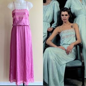 Vintage 70s Nylon Chemise Lingerie Nightgown Boho Cottagecore Retro Goth Grunge